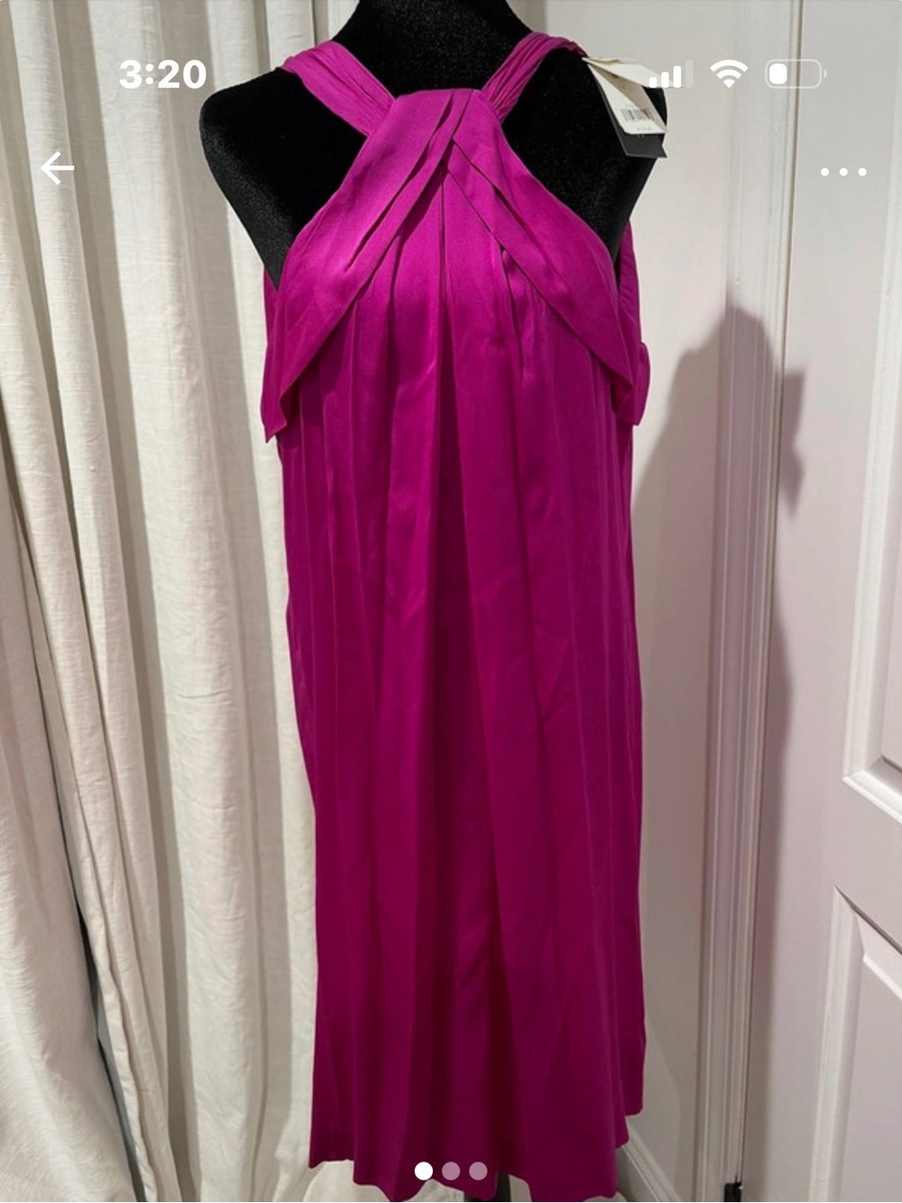 pleated halter dress banana republic | Dresses | Banana Republic Fuchsia Midi ghost-check